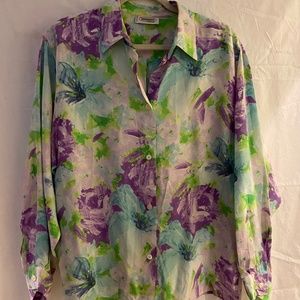 Vintage 90s Missoni Donna made in Italy floral silk blouse XL